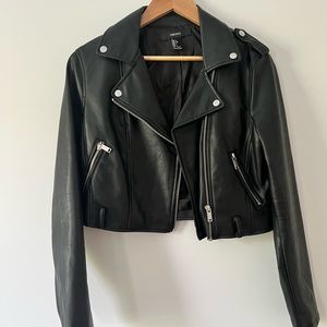 Forever 21 Cropped Vegan Leather Jacket
